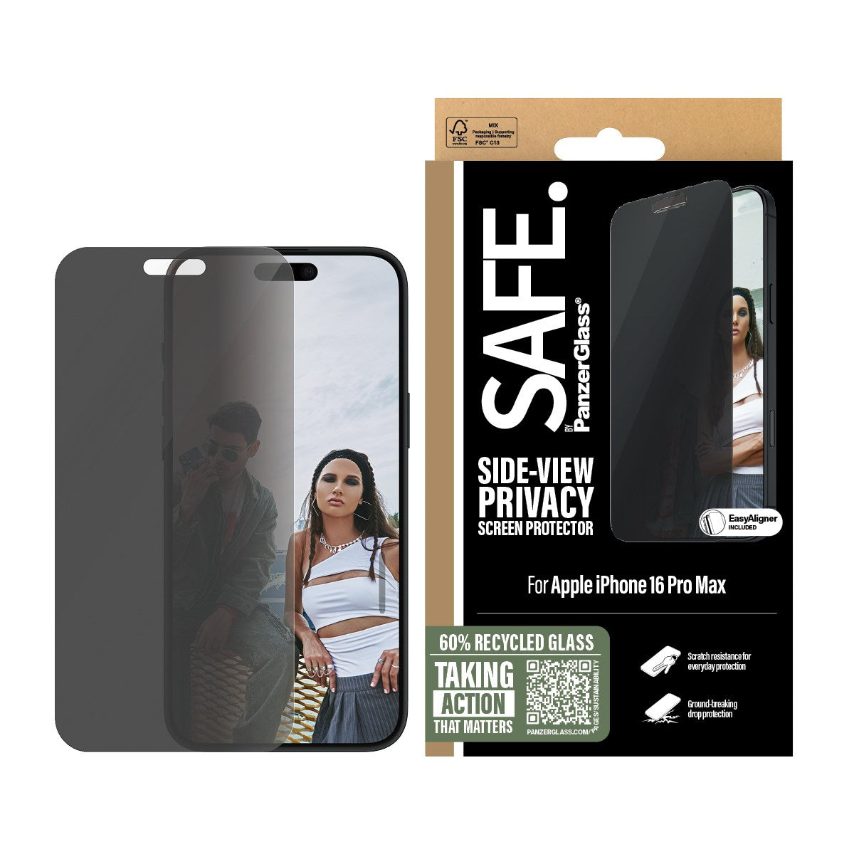 SAFE. by PanzerGlass® Privacy Skærmbeskyttelse iPhone 16 Pro Max | Ultra-Wide Fit